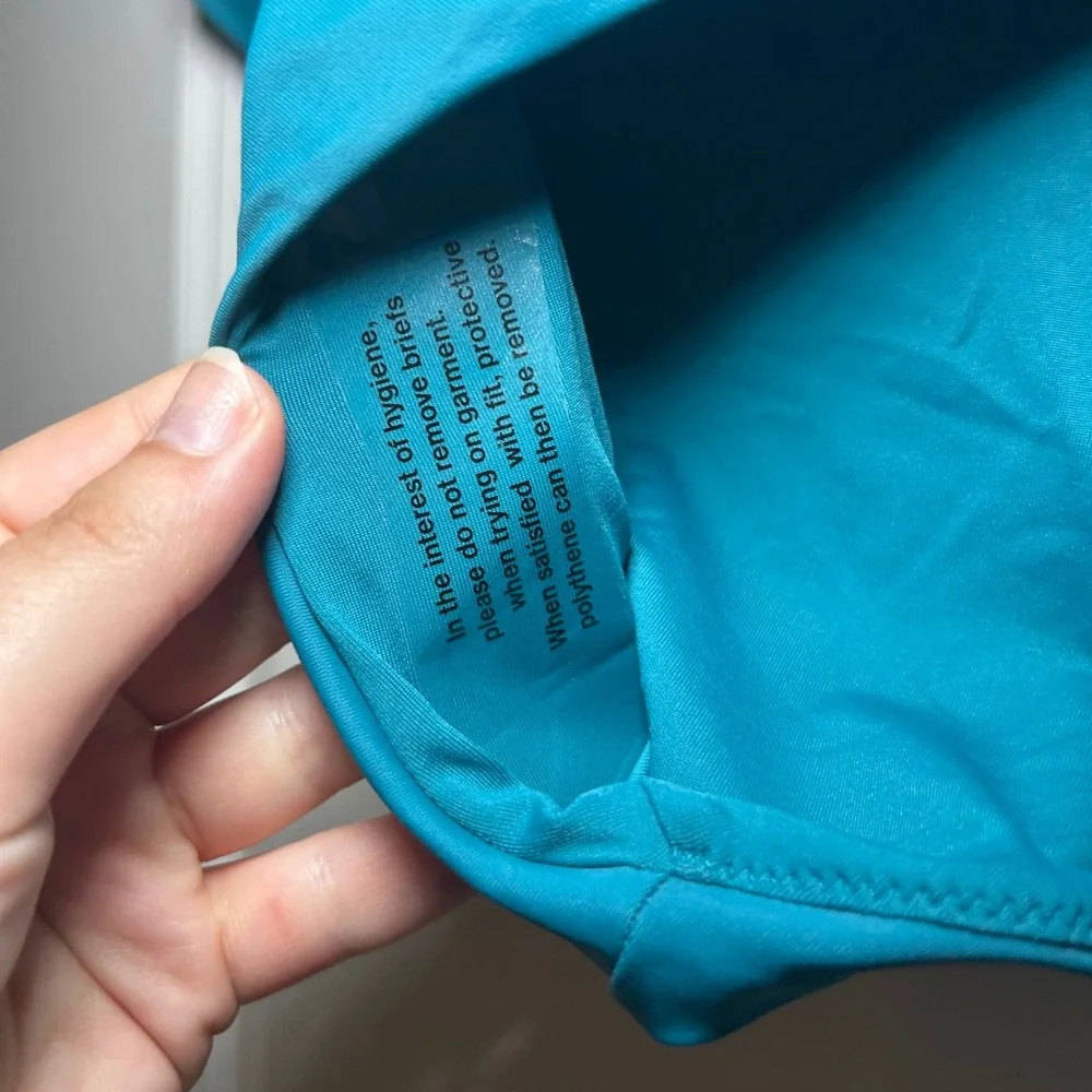 NWT Quince Italian High-Rise Bikini Bottom in lagoon teal blue women's small